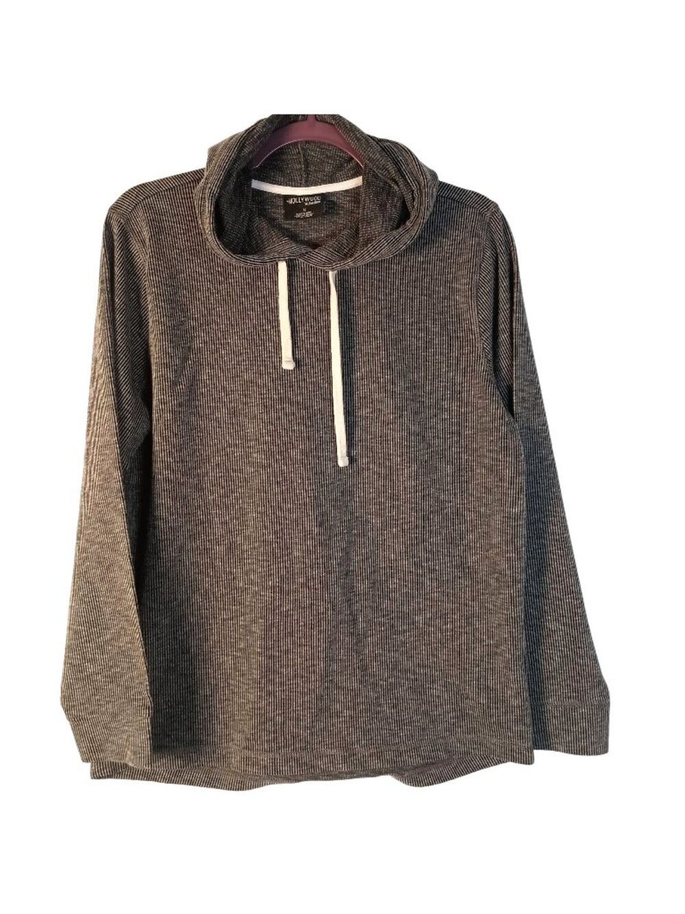 Hollywood The Jean People Micro Stripe Lightweight Hoodie Mens M Black White